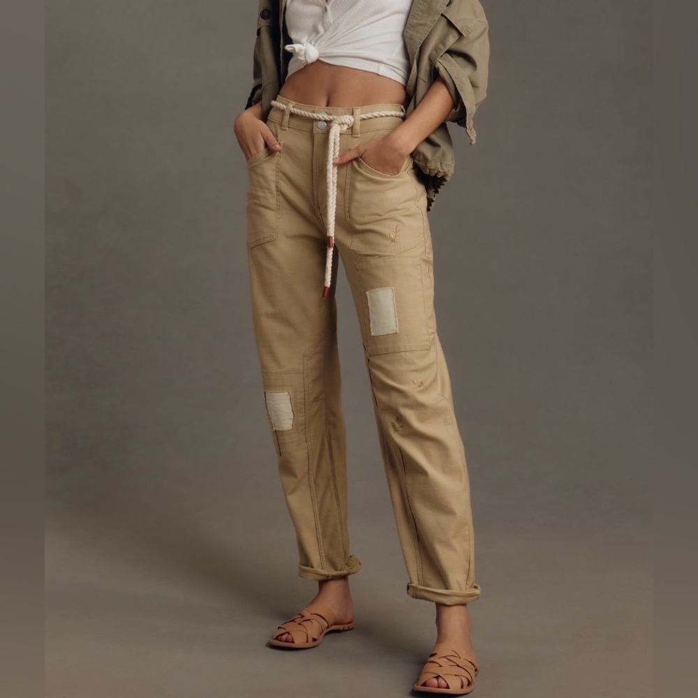 Anthropologie Pilcro Wanderer Mid-Rise Relaxed-Leg Jeans Patchwork Edition 29
